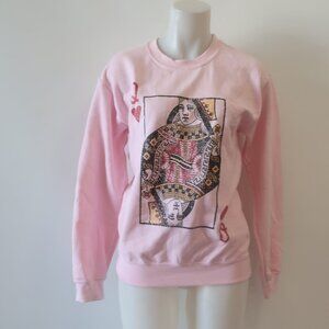 NWT Tina Demel Pink Queen Of Hearts Sweatshirt S